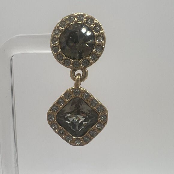 Kate Spade Earrings 14K Gold Plated Dangle Pierced Rhinestone Square Sparkle - Picture 5 of 9